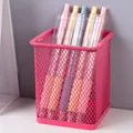 Stilvoller rosa Stifthalter aus Metallgeflecht, Schreibtisch-Organizer für Büro und Schule - Quadratisch / Rot
