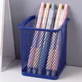 Quadratischer blauer Metall-Netz-Stifthalter Schreibtisch-Organizer mit 5 Gelschreibern - Quadratisch / Blau