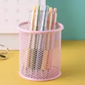 Rosa runder Netz-Metall-Stifthalter für Schreibtisch-Aufbewahrung und Schreibwaren - Rund / Rosa