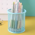 Himmelblauer runder Metallgitter-Stifthalter für die Schreibtischorganisation im Büro - Rund / Hellblau