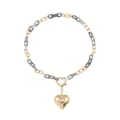 Detail shot of gold heart pendant with mixed gray resin and gold-tone chain links. - 11515_5 (Gold Resin Heart Pendant)