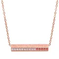 Rose gold bar necklace with gradient stones and heart sentiment engraving - You hold my heart forever-Rose Gold