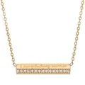 Elegant 18K gold plated stainless steel bar necklace with crystals and warrior engraving - I am a fucking warrior-Gold