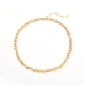 Close-up detail of a shiny gold-tone chunky oval link chain necklace for hip hop style. - 11512_4 (Gold Chunky Link)