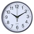 Moderne minimalistische Wanduhr rund mit grauem Rahmen und großen schwarzen Zahlen - 8 Zoll (Durchmesser 20cm) / Grau