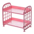Rosa 2-stufiges Kunststoff-Desktop-Organizer-Regal mit hohlem Gitterdesign für Bad - Standardausführung / Fuchsia