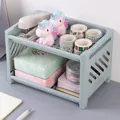 Hellblauer 2-stöckiger Kunststoff-Schreibtisch-Organizer für Büro und Kosmetikartikel - M / Nordic Blau