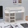 White multi-tier desktop organizer shelf with dimensions and heart carvings - Large Storage Rack