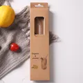 Eco-friendly borosilicate glass straw set in brown kraft paper box packaging. - 2+1 Piece Set (With Brush) / Clear