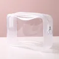 Transparente wasserdichte PVC-Kosmetiktasche mit weißem Doppelreißverschluss für Reisen - L / 22x15x7cm / Weiß