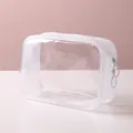 Transparente wasserfeste Kosmetiktasche aus PVC mit Doppelreißverschluss für Reisen - M / 18x12x6cm / Weiß