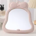 Adorable pink bow-shaped desktop makeup mirror with high-definition glass for students - 80 Pieces/Box / Pink