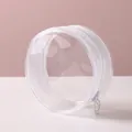 Durchsichtige runde PVC-Kosmetik-Tasche mit weißem Doppelreißverschluss - Rund / 12x12x4.5cm / Weiß