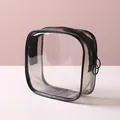 Transparente PVC-Kosmetiktasche mit schwarzem Besatz und doppelten Rundreißverschlüssen - S / 12x11x4.5cm / Schwarz
