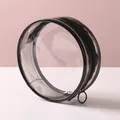 Transparente runde PVC-Kosmetiktasche mit schwarzem Reißverschluss und Ring-Zuglasche - Rund / 12x12x4.5cm / Schwarz