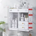 Weißes wandmontiertes Badezimmerregal mit Schubladen und genauen Maßangaben zur Größe - Schrank Stil B / Weiß