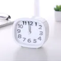 Minimalist white rounded rectangular alarm clock for student bedside desk - Rounded Square / White