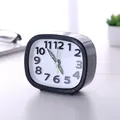 Minimalist black and white bedside alarm clock with luminous hands for students - Rounded Square / Black