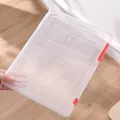 Clear plastic A4 file storage box with red buckles for desktop organization - 30x22.5x2cm / Transparent (Red Buckle)