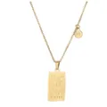 Gold stainless steel Pisces zodiac necklace with rectangular tarot-style pendant charm - Pisces (11711_2)