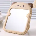 Süßer Schminkspiegel mit Katzenohren und beige gewelltem Kunststoffrahmen - Bärenohren / Braun