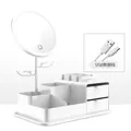 Λευκό organizer μακιγιάζ LED με καθρέφτη, 3 λειτουργίες φωτός και καλώδιο USB. - Στυλ Αποθήκευσης και Ανάρτησης / 3 Χρώματα Φωτισμού / Λευκό