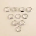 Lot de 10 bagues élégantes en alliage argenté aux designs minimalistes et variés - Taille 7 / Argent