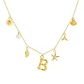 Exquisite 18K gold plated beach theme necklace featuring initial B and sea charms - Letter B / Gold