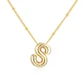 Dettaglio della collana con pendente a lettera S a bolla in acciaio inossidabile dorato. - Stile Lettera S Oro