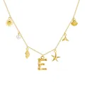 Collana placcata oro 18K tema oceano con ciondoli conchiglia stella marina e lettera E - Lettera E / Oro