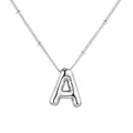 Elegante collana con ciondolo lettera A in acciaio inossidabile argento stile bubble - Lettera Argento A
