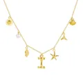 Collana placcata oro 18 carati stile spiaggia con ciondoli conchiglia e lettera I - Lettera I / Oro
