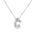 Elegante collana con ciondolo a lettera C a bolla 3D in acciaio inossidabile argento - Lettera Argento C