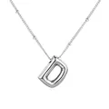 Collana con ciondolo a lettera D a bolla gonfiata in acciaio inossidabile argento - Lettera Argento D