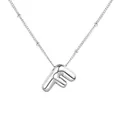 Collana con ciondolo lettera F a bolla in acciaio inossidabile argento con catena a sfere - Lettera Argento F