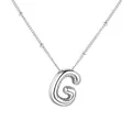 Collana in acciaio inossidabile argento con pendente a forma di lettera G a bolla - Lettera Argento G
