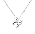 Collana con ciondolo lettera H a bolla in acciaio inossidabile argento lucido donna - Lettera Argento H