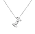 Collana in acciaio inox con pendente a lettera I a bolla bombata in finitura argento - Lettera Argento I