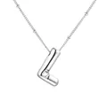 Collana in acciaio inox argento con ciondolo lucido a forma di lettera L in stile bubble 3D - Lettera Argento L