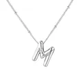 Elegante collana in acciaio inossidabile argento con pendente a lettera M a bolla - Lettera Argento M