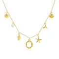 Collana da spiaggia dorata con ciondoli a conchiglia, stella marina e perla - Lettera O / Oro