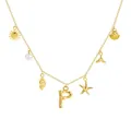 Collana placcata oro 18K con lettera P e ciondoli a tema spiaggia conchiglia e stella - Lettera P / Oro