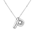 Collana con lettera P a bolla minimalista in acciaio inossidabile lucido argento - Stile Lettera P / Argento
