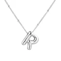 Collana con ciondolo lettera R a bolla in acciaio inossidabile argento - Stile Lettera R / Argento
