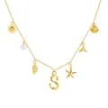 Collana a catena O placcata in oro 18K con iniziale S e ciondoli a conchiglia da spiaggia - Lettera S / Oro