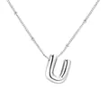 Elegante collana in acciaio inossidabile argento con ciondolo lettera U a bolla - Stile Lettera U / Argento