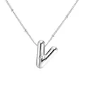 Collana con lettera V a bolla d'argento in acciaio inossidabile - Stile Lettera V / Argento
