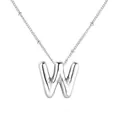 Elegante collana con ciondolo a lettera W a bolla d'argento in acciaio inossidabile - Stile Lettera W / Argento