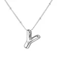 Elegante collana con ciondolo lettera Y a bolla gonfia in acciaio inossidabile argento - Lettera Argento Y
