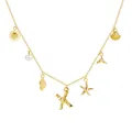 Elegante collana in oro 18 carati con ciondoli a tema spiaggia, conchiglie e lettera X - Lettera X / Oro